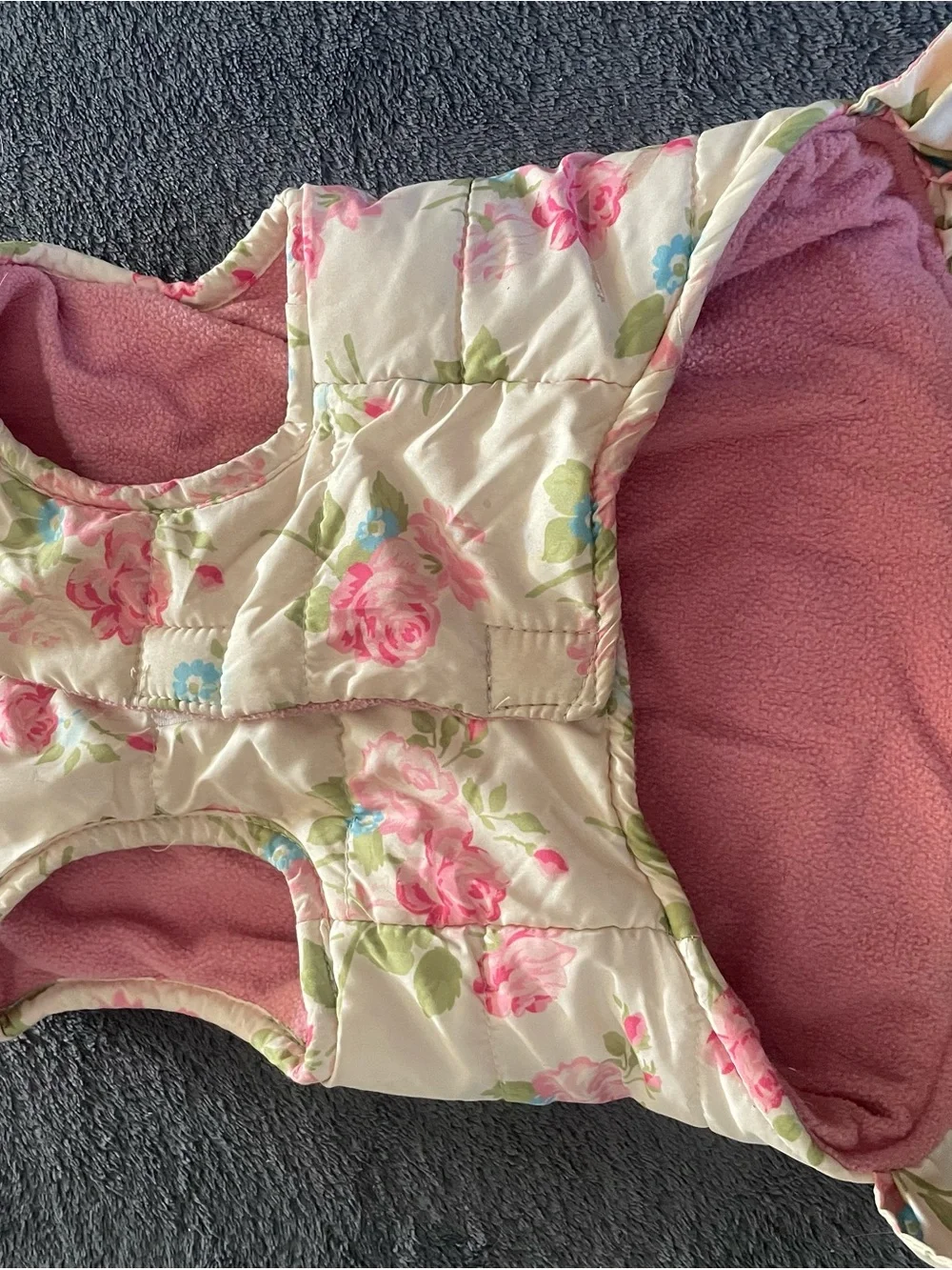 Girls Cream Floral Ruffle Coat with Pink Roses